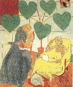 Henri Matisse Two Female Figures and a Dog (Blue Dress and Net-Patterned Dress) (mk35) oil painting reproduction